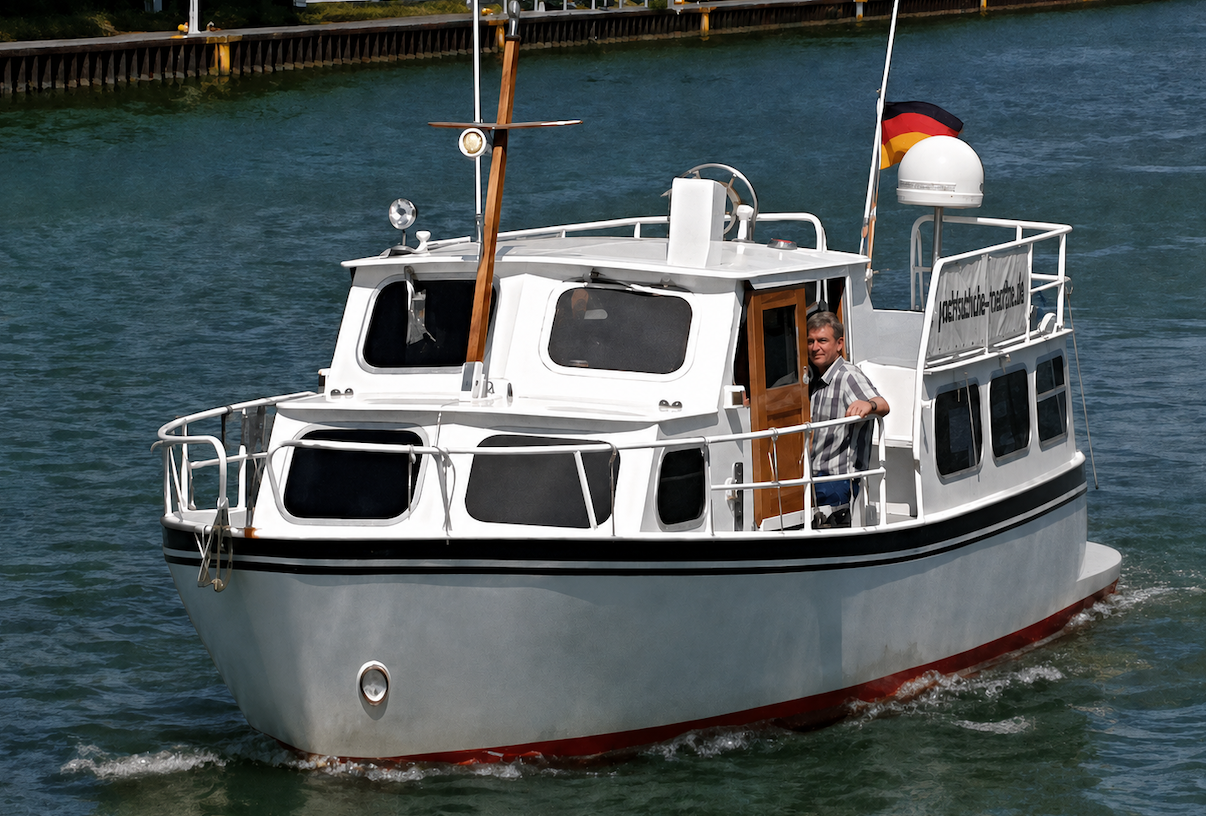 Motorschiff der Yachtschule Rünthe auf dem Datteln-Hamm-Kanal