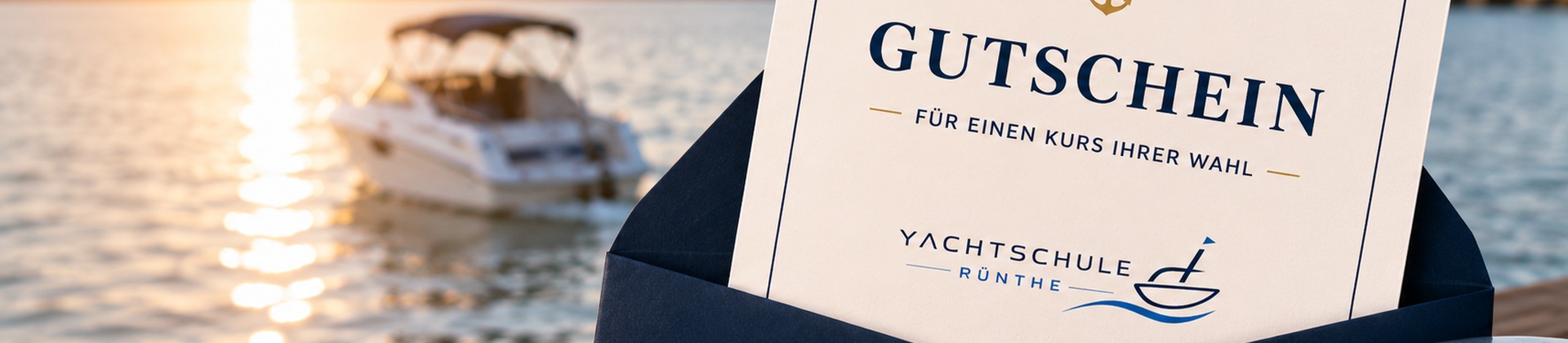 Gutscheinkarte Yachtschule Rünthe – Verschenke ein Abenteuer auf dem Wasser